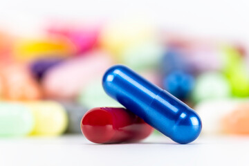 Blue pill and red pill. Concept of choice and decision.