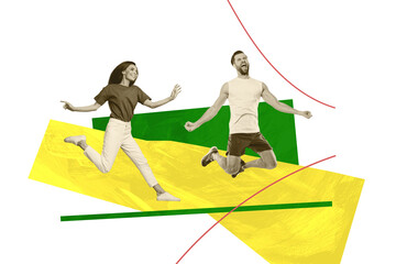 Artwork photo collage sketch of warmup athlete motivation fit health exercise determination workout...