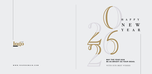 2026 logo and premium wish card with leaf style. Happy new Year.