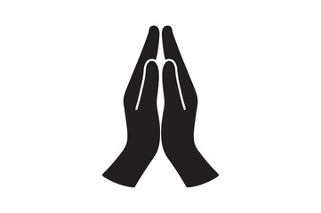 Prayer Hands silhouette vector art illustration on white background