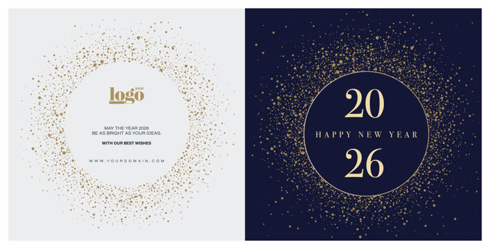 2026 logo and premium wish card with leaf style. Happy new Year.