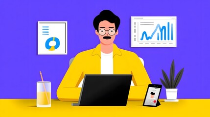 Businessman analyzing business data and analytics in the office