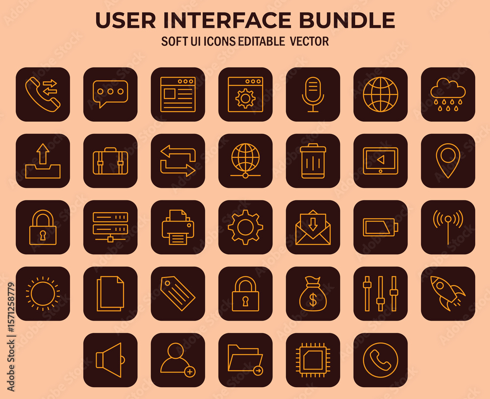 Poster Versatile user interface icon set for digital design and application development offering comprehensive web elements