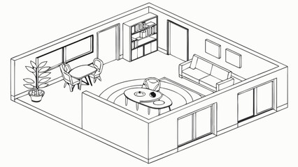 sketch of a bedroom