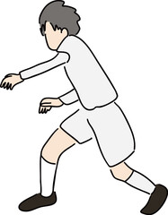 역동적인 포즈로 축구를 하는 선수 일러스트