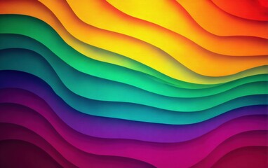 Obraz premium Vibrant Colorful Curved Paper Waves Abstract Background with Bright Rainbow Gradient and Textured Stripes for Creative Design