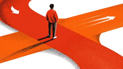 Person at crossroads