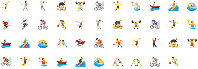 Set of Person sport Emoji icons