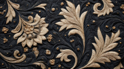 Intricate Gold And Silver Floral Pattern On Dark Background