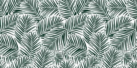 Palm leaves Seamless Pattern. Tropical Leaves, Beach Party Summer Endless Background. Botanical texture design for print, jungle exotic party invitation, wall arts, and wallpaper