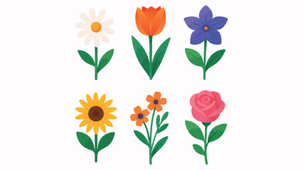 Beautiful Flower Collection Illustration Rose, Sunflower, Tulip, Daffodil, and Lavender in Bloom for Botanical Decor, Nature Art, and Floral Design Wedding