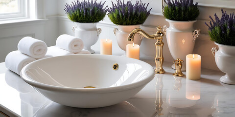 Modern bathroom interior with clean lines and stylish fixtures
