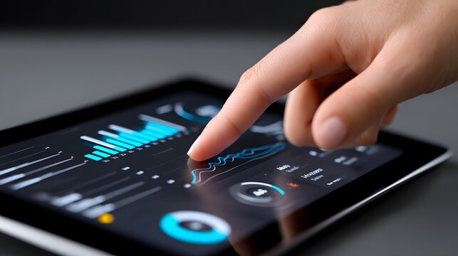 Analyzing financial data on a digital tablet - Powered by Adobe