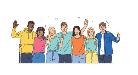 A diverse group of young people celebrating together with happiness and unity