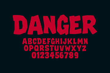 Horror font design. Punk, metal, thrash alphabet and number for your brand or band