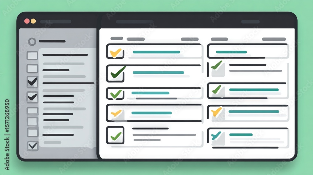 Wall mural flat design illustration of digital checklist and task management interface representing organizatio
