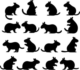 Capybara Silhouette Set 14 Peaceful Animal Vector Poses