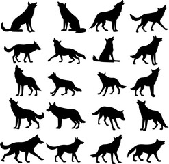Wolf Silhouette Pack 16 Powerful Animal Poses for Vector Use