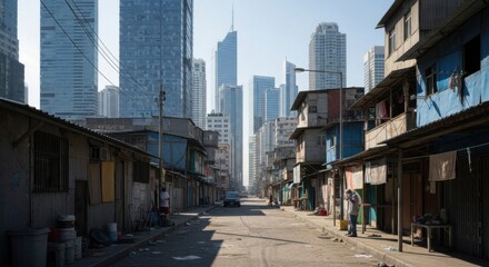 Exploring Urban Contrast Between Modern Skyscrapers and Traditional Neighborhoods