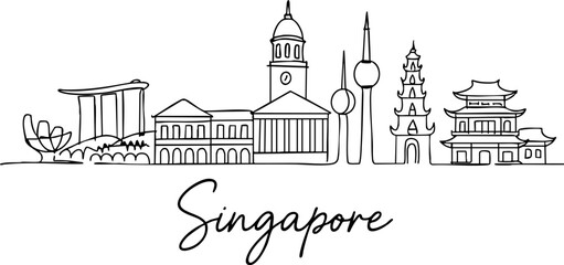 Line art of Singapore Landmark
