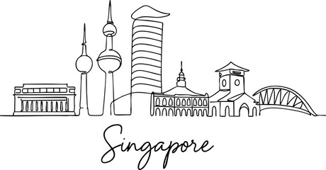 Line art of Singapore Landmark