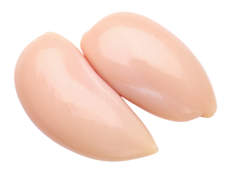 Two smooth, pale pink silicone gel inserts shaped to enhance or support body contours.