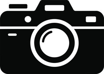 Simple Black and White Camera Icon for Photography and Design Projects a minimalist representation of a professional camera ideal for logos illustrations and creative visuals