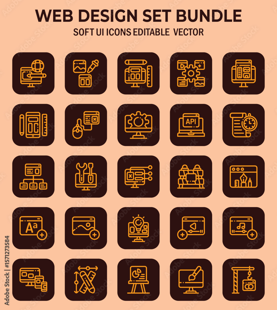 Poster Comprehensive collection of soft user interface icons perfect for web design projects and digital applications