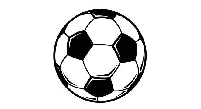 White outline soccer ball on black isolated on a transparent background
