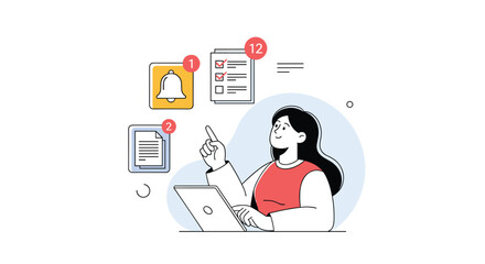 Naklejka premium Digital notification management for enhanced productivity and workflow optimization strategies