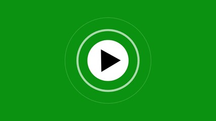 White circle Play button icon. Video and audio music play button animation icon on green background. Play button animation icon concept. - Powered by Adobe