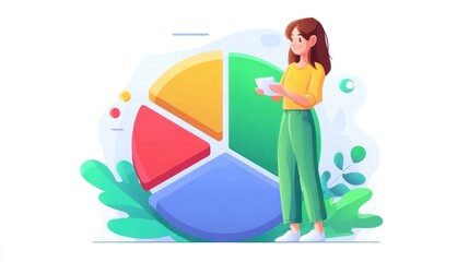 Woman analyzing pie chart (1)