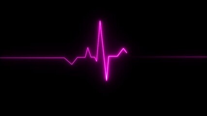 Neon Light Heartbeat Display Screen Medical Research. Cardiogram in heart shape heartbeat heat pulse glowing neon light Neon animation of heartbeat. - Powered by Adobe