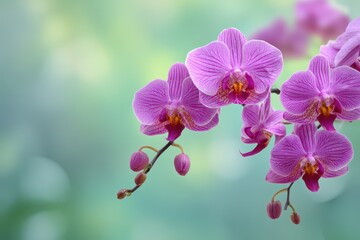 Purple orchids on green backdrop spring themed congratulations card