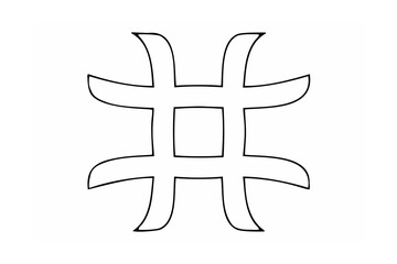 Abstract geometric symbol with curved elements graphic