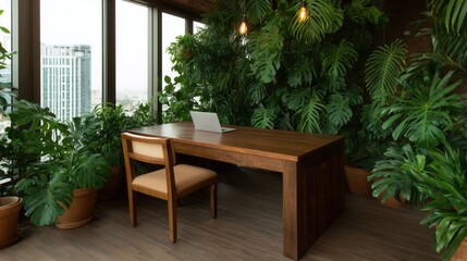 Urban Jungle Workspace,Morning Coffee Ritual,Realistic Cat Cuddle Moment