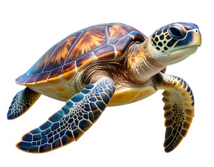 Fototapeta premium Marine Turtle Illustration Isolated on Transparent Background PNG