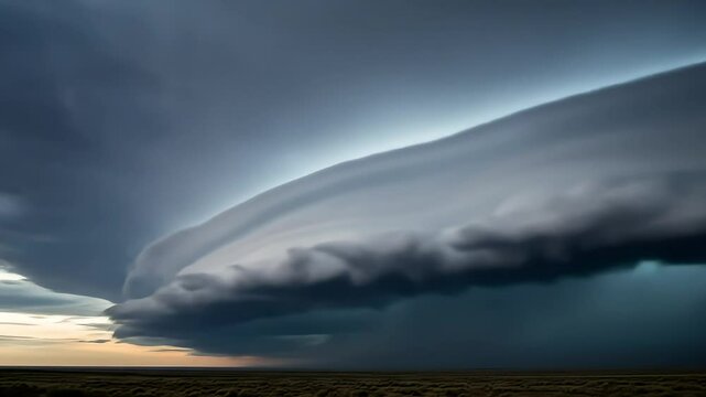 Massive Roll Cloud Moving Over a Flat Landscape