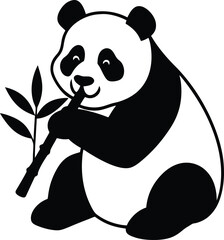 Obraz premium panda eating bamboo on white background.eps