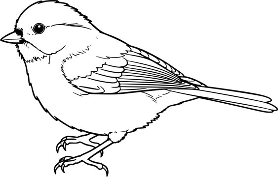 chickadee line art silhouette vector illustration
