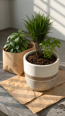  Decorative Indoor Palm in White Pot