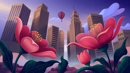  Hot air balloon in vibrant color