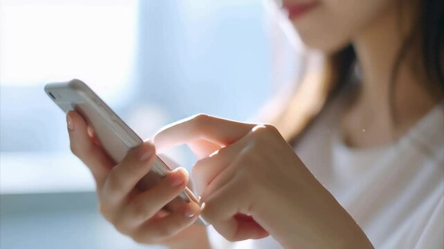 スマホを触る日本人女性