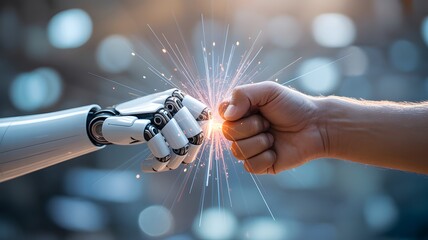  Robot Hand Touching Human Hand Royalty