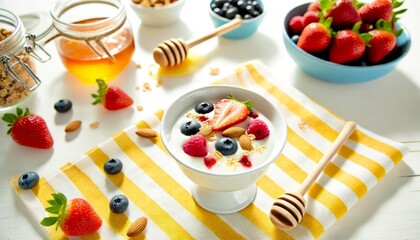 Rustic outdoor breakfast with toast, seasonal fruits, and herbal tea on wooden table, warm light and natural setting