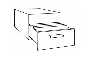 File cabinet with open drawer and documents paper