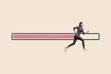Banner image 3d artwork photo collage of happy businesswoman businessman run loading icon progress...