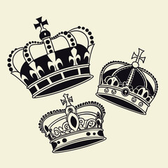 Obraz premium Unique set of crown heraldic silhouette icons vector