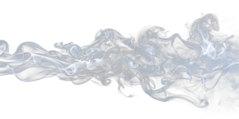 Abstract white smoke flowing on transparent background