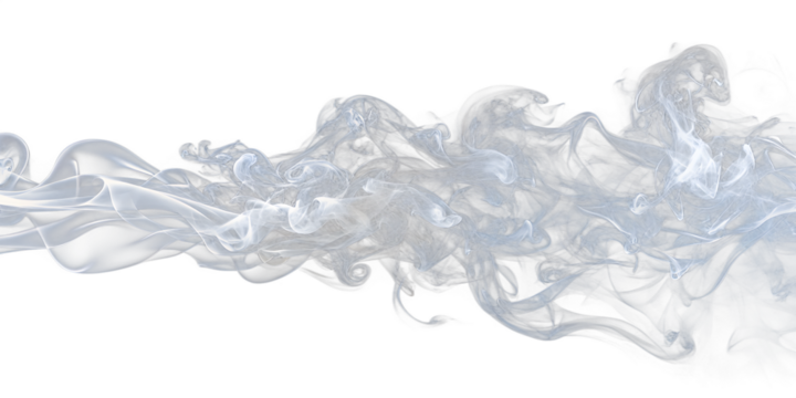Abstract white smoke flowing on transparent background